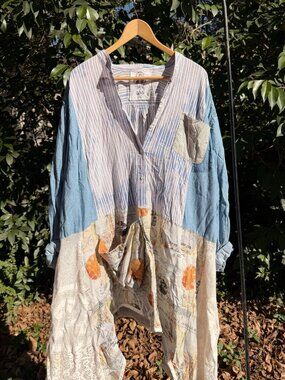 Handmade Patchwork Tunic by Trash Child | Upcycled Denim Boho Art Top One Size